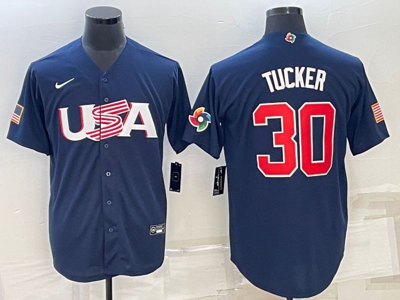 Men 2023 World Cub USA #30 Tucker Blue Nike MLB Jersey5->more jerseys->MLB Jersey